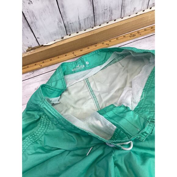 Hollister Board Shorts Men 36 Green Nylon Tie Waist Pocket Swim Surf Shorts - Picture 5 of 6